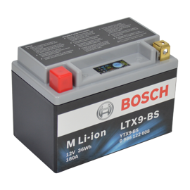 Bosch MC Lithiumbatteri LTX9-BS 12volt 3Ah +pol til venstre